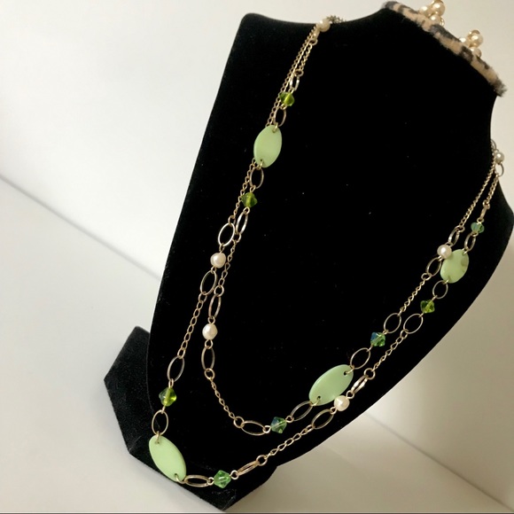 COPY - Green, Pearl and Gold Toned Jewelry Set - Picture 3 of 5